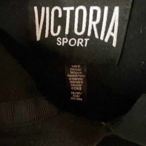Victoria's Secret Sport Black Pullover Hoodie Sweatshirt Women S Kangaroo Pocket - Picture 3 of 3